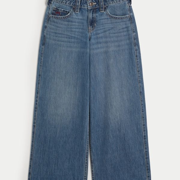 Low-Rise Dark Wash Super Baggy Jeans - medium