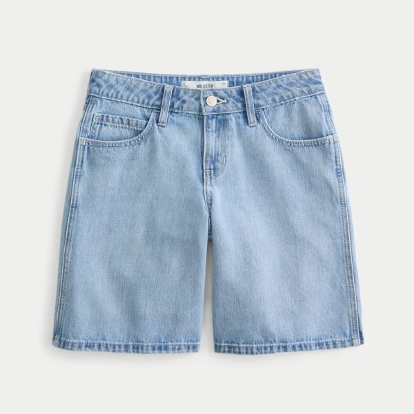 Low-Rise Dark Rinse Wash Baggy Jort - light