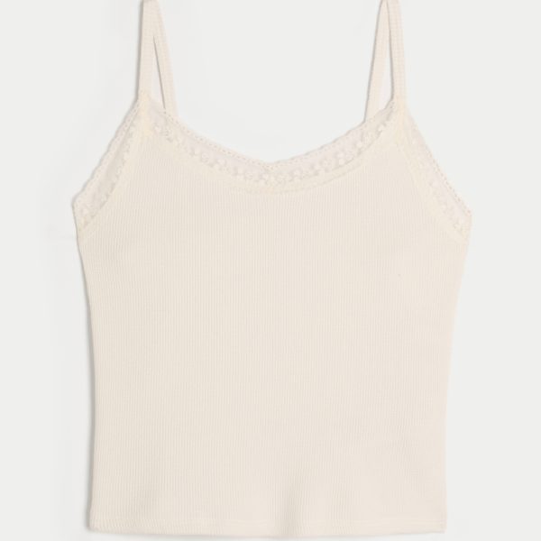 Gilly Hicks Waffle Lace Cami - cloud white