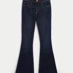 High-Rise Dark Wash Flare Jeans - dark rinse