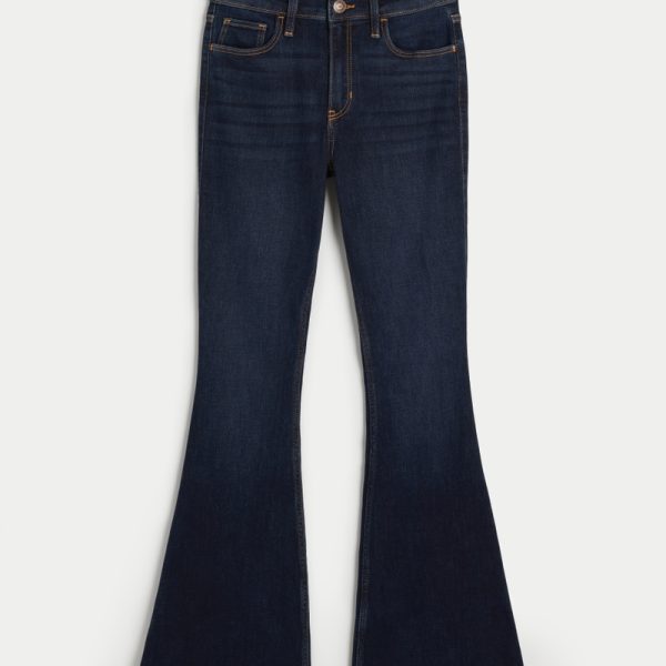High-Rise Dark Wash Flare Jeans - dark rinse