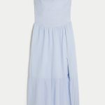 Strapless Embroidered Maxi Dress - dusk blue