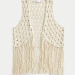 Easy Crochet-Style Fringe Vest - tan