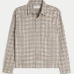 Boxy Flannel Shirt - taupe plaid
