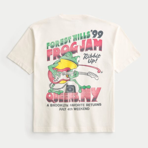 Boxy Heavyweight Lucky Duck Corner Market Graphic Tee - cream
