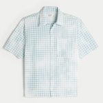 Boxy Short-Sleeve Pocket Shirt - washed white plaid