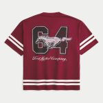 Baggy Pattern Graphic Jersey - dark red