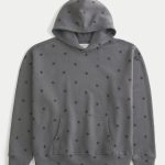 Boxy Zip-Up Hoodie - dark gray pattern