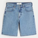 Washed Black Baggy Denim Shorts - medium