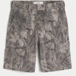 Washed Black Baggy Denim Shorts - tan camo