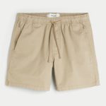 Mid-Thigh Twill Pull-On Shorts - khaki