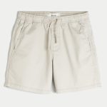 Mid-Thigh Twill Pull-On Shorts - light tan