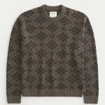 Striped Crew Sweater - heather brown pattern