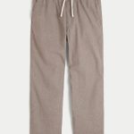 Linen-Blend Loose Pull-On Pants - brown