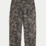 Washed Black Skater Baggy Jeans - dark brown camo