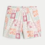 Mid-Thigh Volley Swim Trunks - white pattern