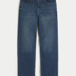 Leopard Print Baggy Painter Jeans - dark wash