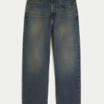 Leopard Print Baggy Painter Jeans - dark