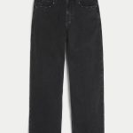 Leopard Print Baggy Painter Jeans - washed black