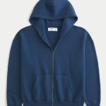 Boxy Zip-Up Hoodie - navy