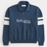 Boxy Half-Zip Chicago Graphic Sweatshirt - navy