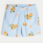 Mid-Thigh Volley Swim Trunks - light blue print