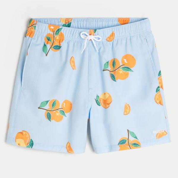 Mid-Thigh Volley Swim Trunks - light blue print