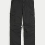 Flex Waistband Baggy Cargo Pants - washed black