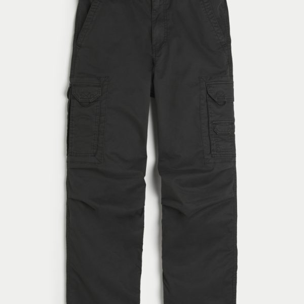 Flex Waistband Baggy Cargo Pants - washed black