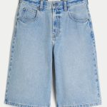 Light Wash Baggy Denim Half Pants - light