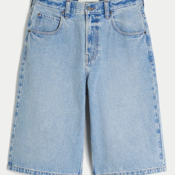 Light Wash Baggy Denim Half Pants - light