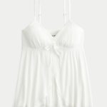 Crinkle Shine Flyaway Babydoll Top - cloud white