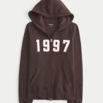 Slim Athletic Dept Graphic Zip-Up Hoodie - espresso
