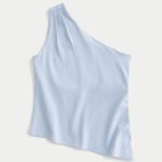 Asymmetrical One-Shoulder Top - light blue