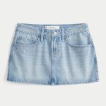 Low-Rise Embroidered Bow Denim Mini Skort - medium
