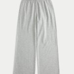 Dog Graphic Wide-Leg Sweatpants - light heather grey