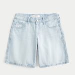 Low-Rise Dark Rinse Wash Baggy Jort - light