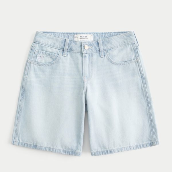 Low-Rise Dark Rinse Wash Baggy Jort - light