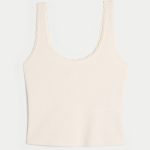 Gilly Hicks Cozy Waffle Lace Trim Tank - cloud white