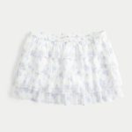 Lace-Chiffon Tiered Mini Skort - white floral
