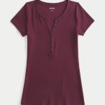 Short-Sleeve Henley - mulberry