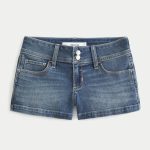 Low-Rise Light Wash Denim Shortie Shorts - medium