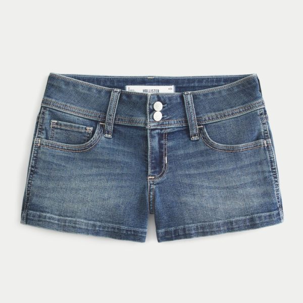 Low-Rise Light Wash Denim Shortie Shorts - medium