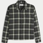 Boxy Flannel Shirt - faded black plaid