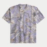 Boxy Heavyweight Washed Crew T-Shirt - light purple camo