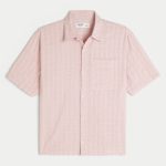 Boxy Short-Sleeve Pocket Shirt - pink plaid