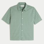 Boxy Short-Sleeve Cherry Graphic Shirt - dusty jade plaid