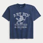 Boxy Heavyweight Fairview Basketball Graphic Tee - faded navy