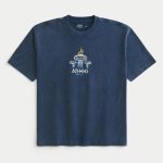 Boxy Heavyweight Oahu Graphic Tee - washed navy