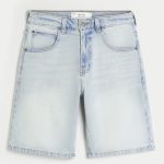 Washed Black Baggy Denim Shorts - light